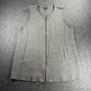 Eileen Fisher Womens Gray 100% Wool Sweater Zip Front Sleeveless Vest XL TG